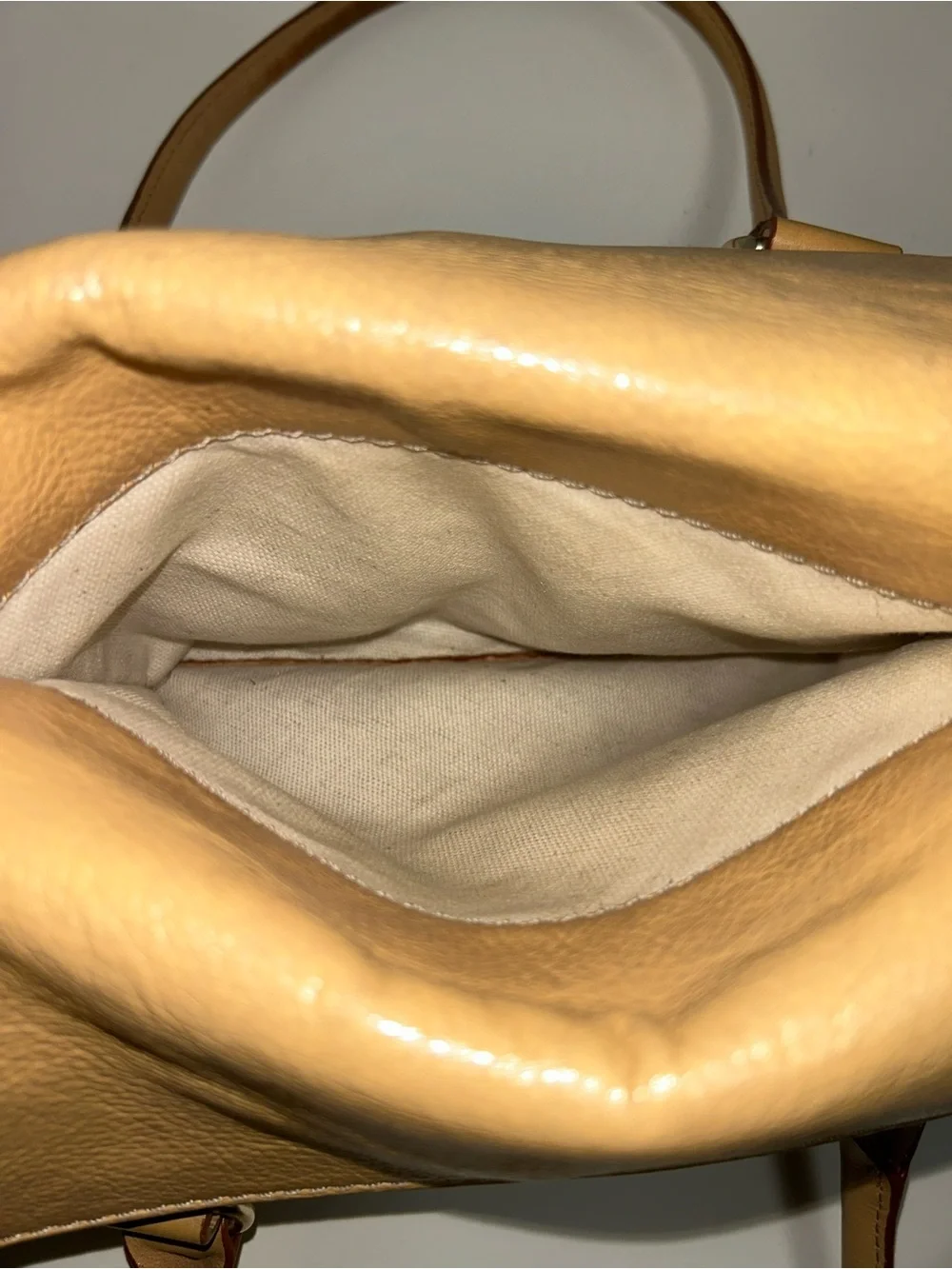 Michael Kors Y2K Tan Pebbled Leather Double Flap Three Section Satchel